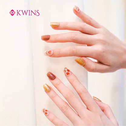 Golden Blooms 3D UV Gel Nails