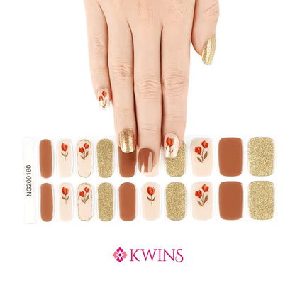 Golden Blooms 3D UV Gel Nails